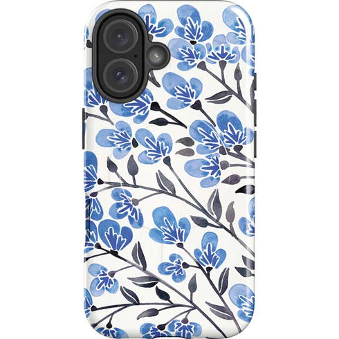 Blue Cherry Blossoms by Cat Coq iPhone 16 Plus Magsafe Impact Case